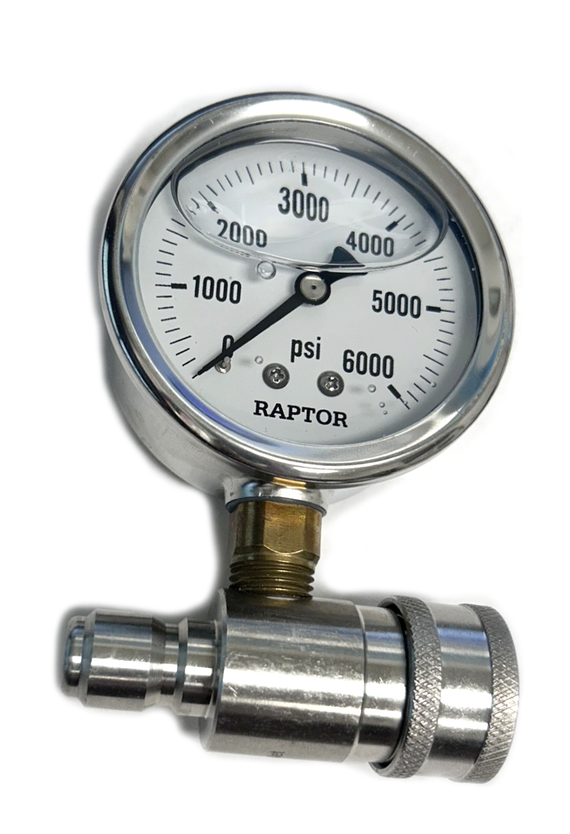 6,000psi In-Line Pressure Gauge w/ SS QC Gauge Fitting