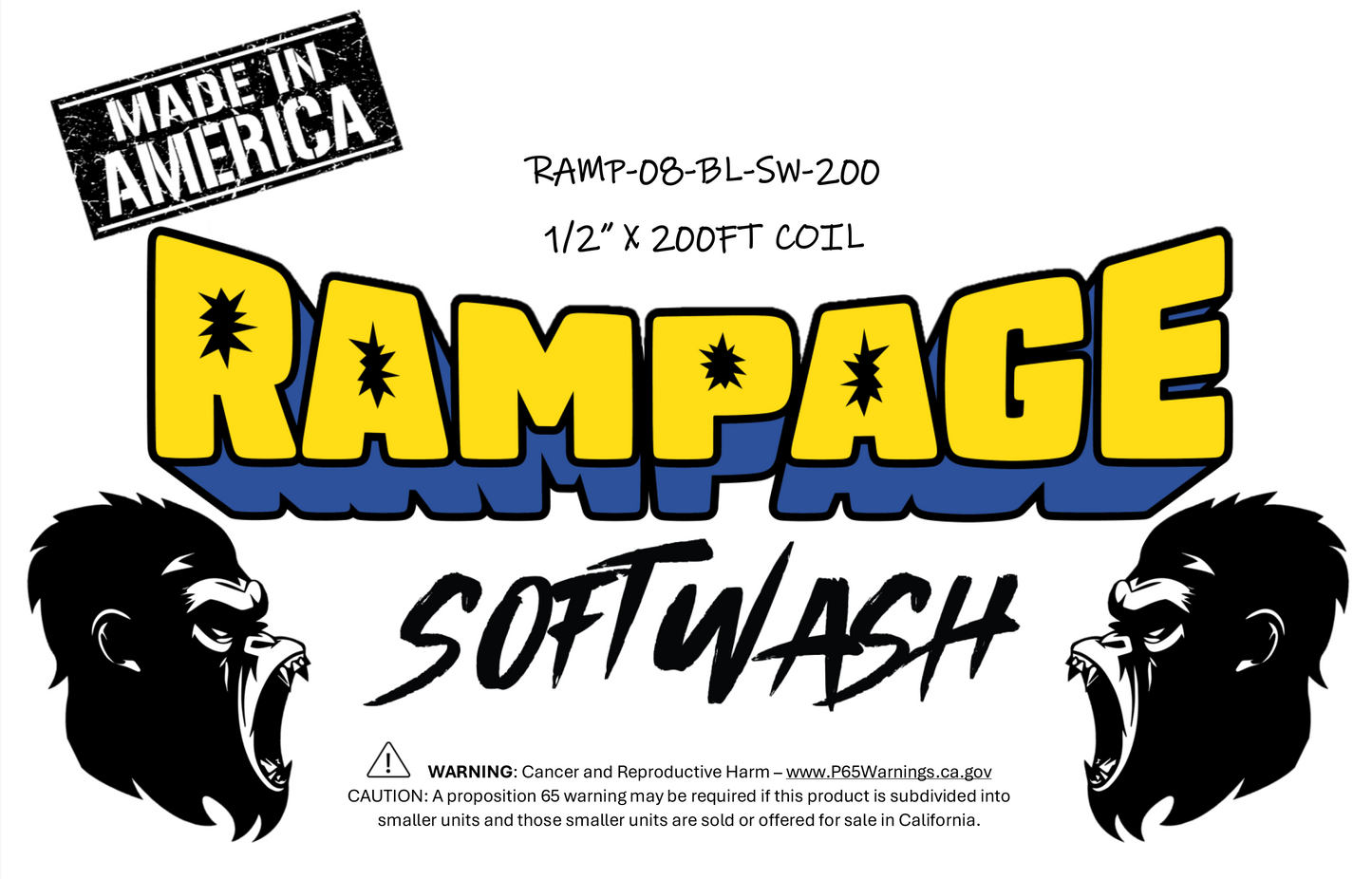 Rampage 1/2" Blue 200ft Softwash Hose