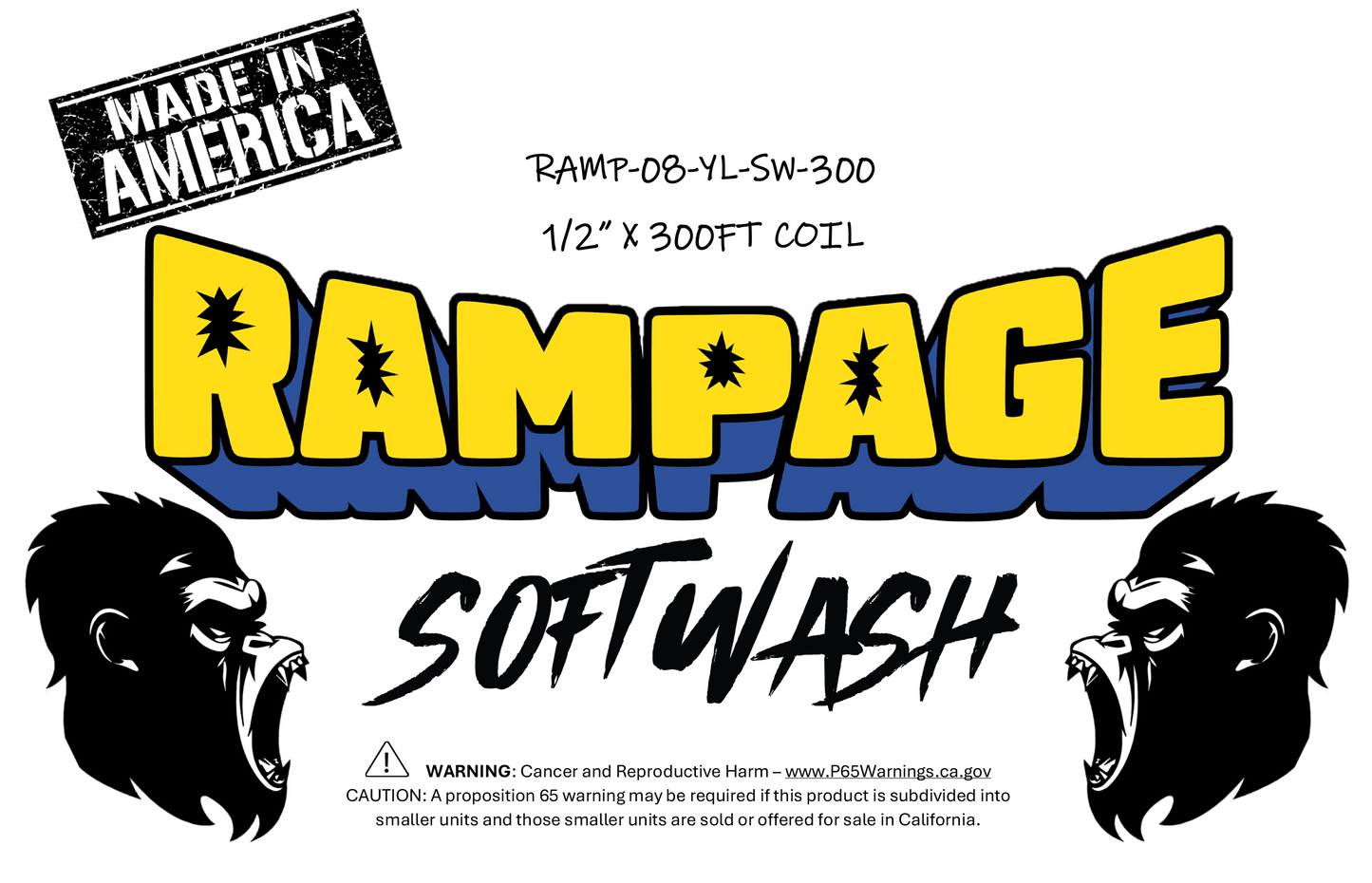 Rampage 1/2" Yellow 300ft Softwash Hose