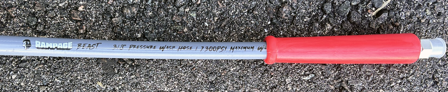 RAMP206-100: RAMPAGE BEAST 100' Smooth Gray 3/8" Double Wire 7300 PSI High Pressure Hose