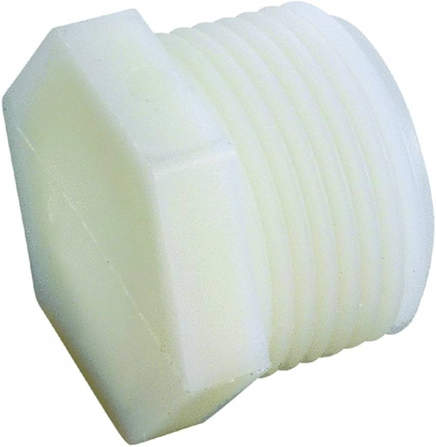 3/4" White Nylon Hex Head Plug