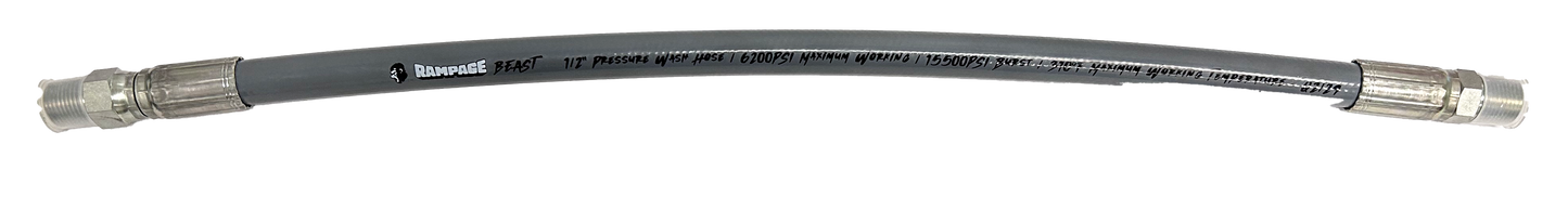RAMPAGE BEAST Smooth Gray 1/2" Double Wire 6200 PSI Whip hoses