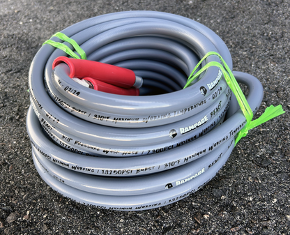 RAMP206-50: RAMPAGE BEAST 50' Smooth Gray 3/8" Double Wire 7300 PSI High Pressure Hose