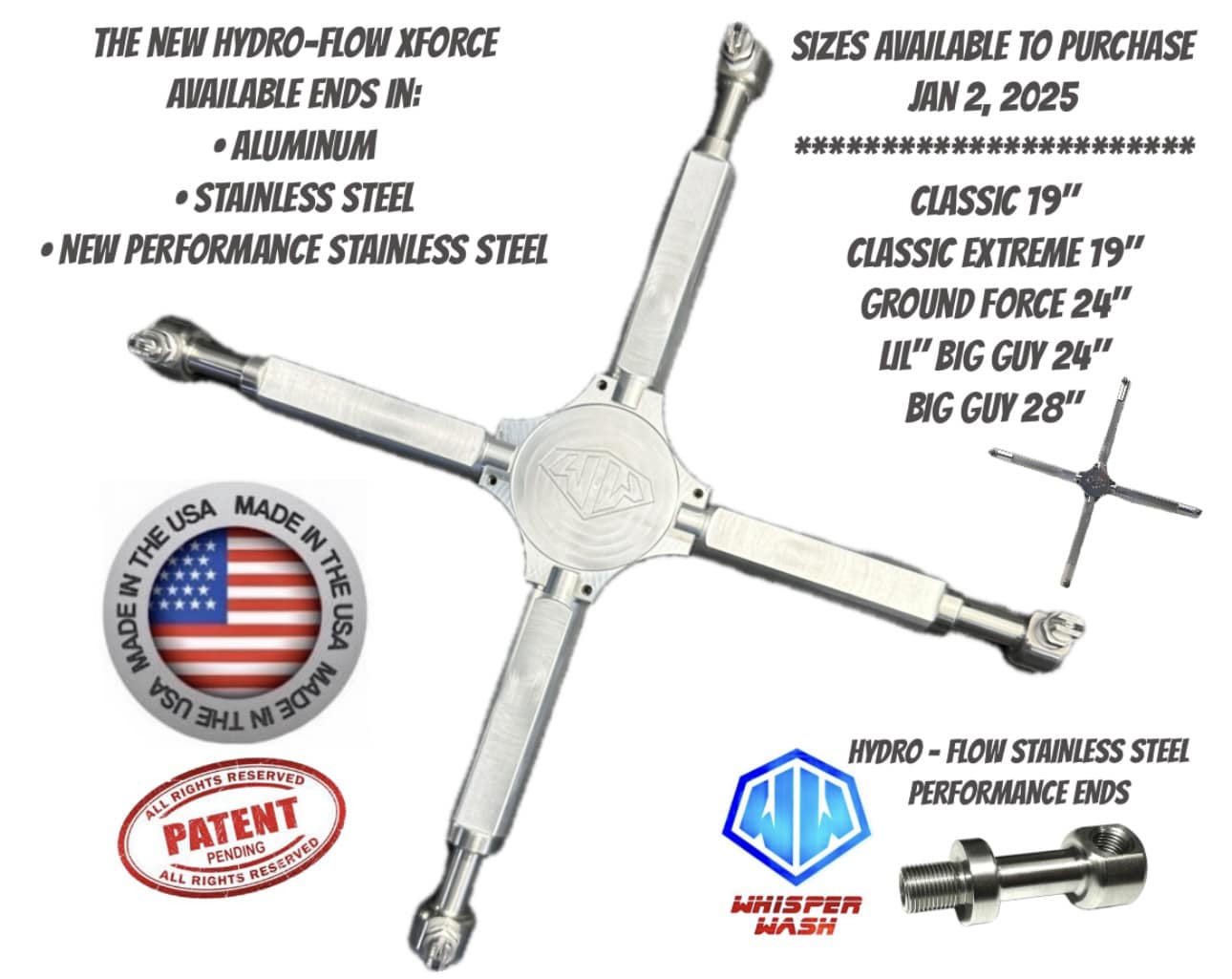 XForce Stainless Steel Performance 4 Tip Bar for Whisper Wash Surface Cleaner